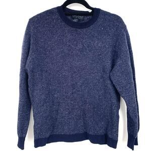 GIASONE Men's Vintage Navy Blue Wool Silk Angora Blend Crewneck Sweater Size L